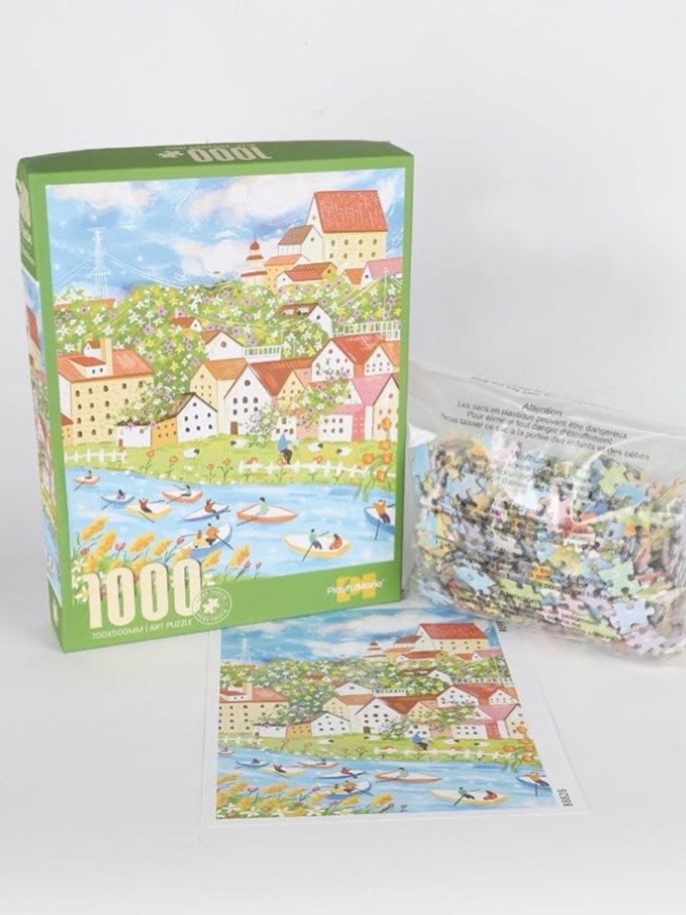 Colorful Riverside Village Home Art Print - Multicolor
